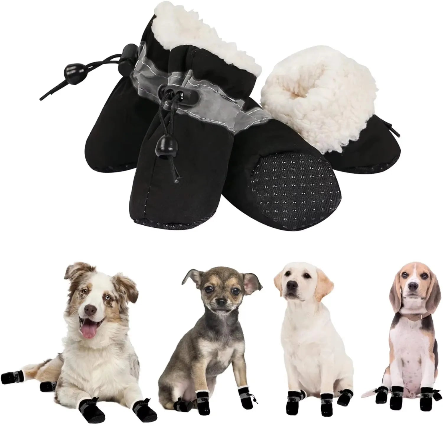 Durable Snow Soft Fleece Keep Warm Dog Boots Pet Winter Shoes