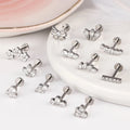 ZESENLIN Custom Geometric White Zircon Internally Threaded Labret Stainless Steel 18g Labret Piercing Jewelry