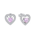 YILUN 925 Sterling Silver Heart Stud Earrings Pink Cubic Zirconia Hypoallergenic Heart Earrings for Valentine's Day Gift 2025