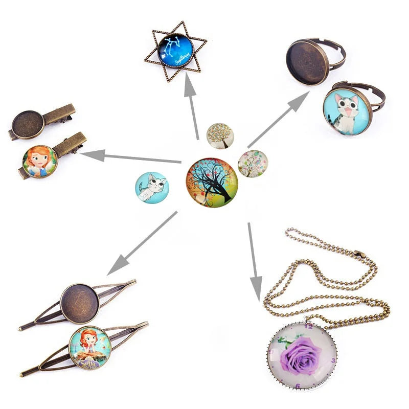 Diy Jewelry Making Cabochon Time Gem Moon Starry Sky Pattern Glass Jewelry Patch for Hair Accessories Necklace Brooch Keychain