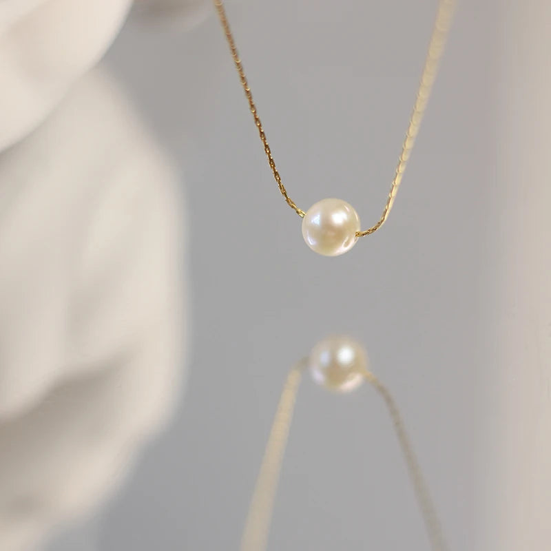 Jewelry Single Freshwater Pearl Necklace Women's Stainless Steel Fashion Custom Logo Necklaces Trendy Chains Customized Service