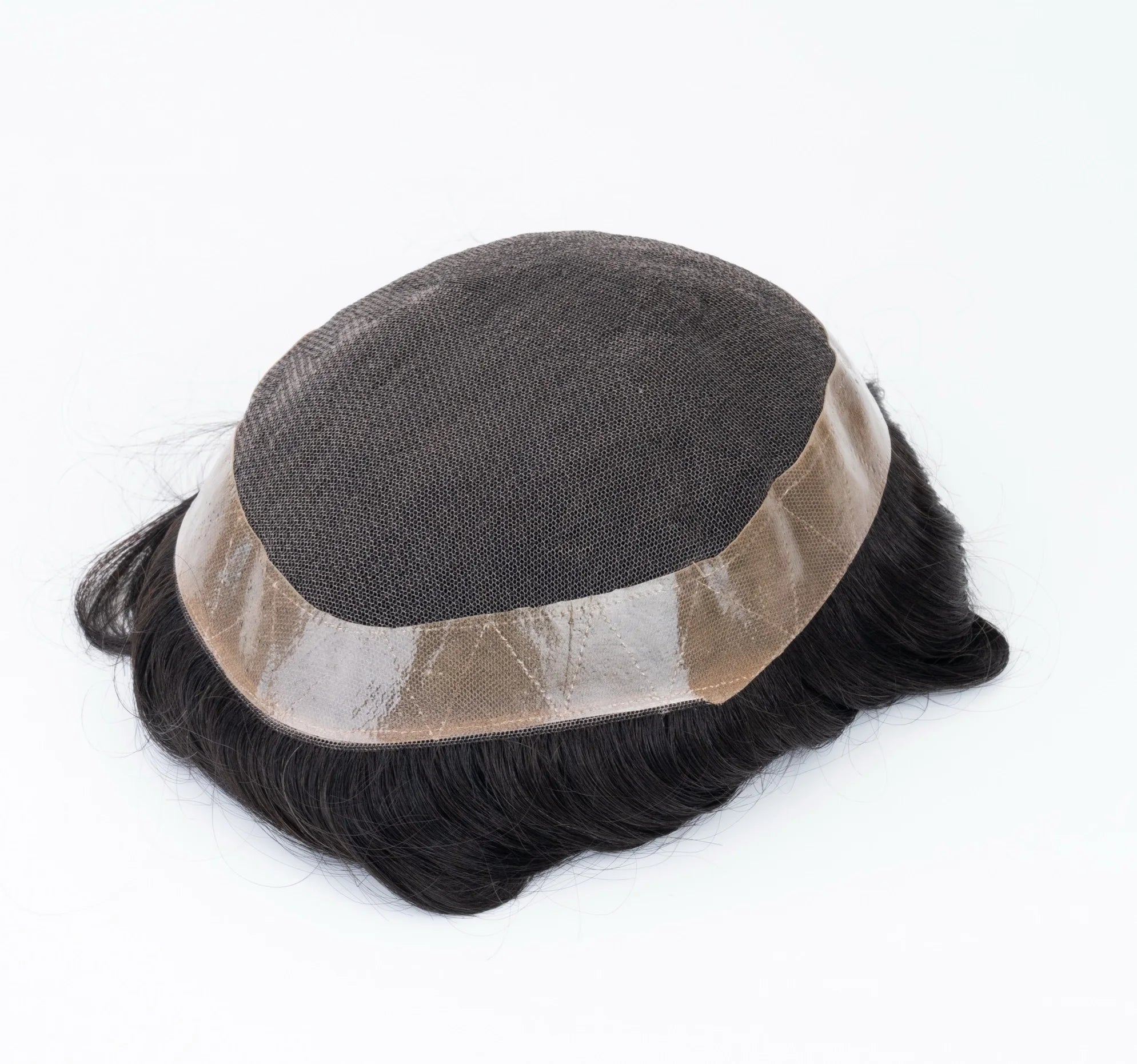 Wholesale Ready to Ship Men's Toupee Hair Replacement System French Lace Poly Perimeter 6x8\" Body Wave Style for Humans