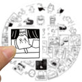 40Pcs DIY Black & White Stick Figure Waterproof Skateboard & Guitar Decorative Stickers Kids' Gift Idea for DIY Projects