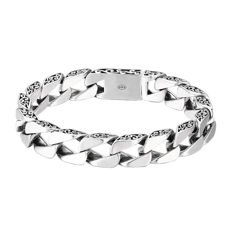 BOCAI New Vintage 925 Sterling Silver Men's Bracelet 100% Pure S925 Vine Patterned Chain Personalized 100% Real Jewelry Parties
