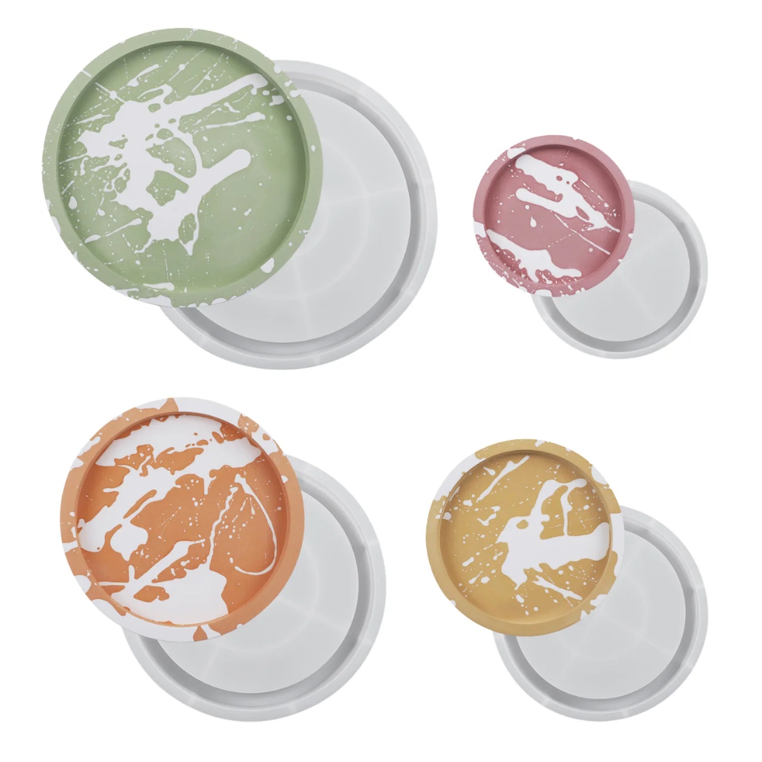 Epoxy Resin DIY Circular Disc Mold Storage Tray Cement Printed Silicone Flower Pot Base Accessory Storage Mold