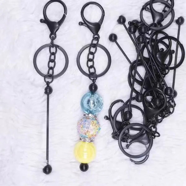 Gifts Add a Bead Diy Keychain Accessories New Beadable Items Matte Black Beadable bar Keychain Blank for DIY Jewelry Making