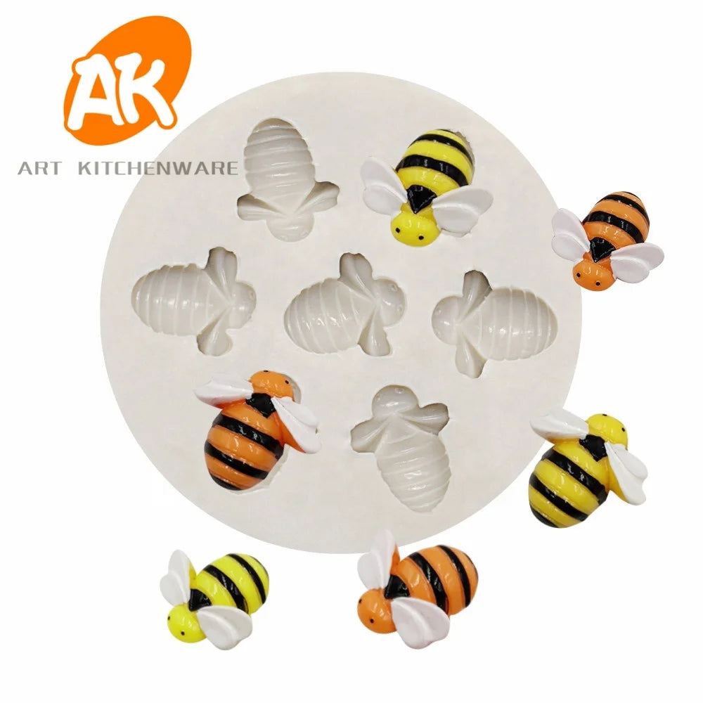 AK Bee 3D Silicone Chocolate Candy Molds Fondant Cake Decorating Moulds for Resin Craft Pastry Baking Tools