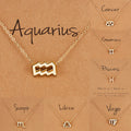 Birthday Gift Gold Plated 12 Zodiac Sign Pendant Wish Card Charm Gold Chain Choker Astrology Necklace Jewelry for Women