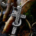 SS8-1297P New Creative Design 316L Stainless Steek Snake Cross Pendant Cool Punk Biker Jewelry for Men Gift