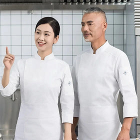 Men Women Unisex Kitchen Long Sleeve Restaurant Bar Bakery Cafe Cooking Chef Jacket Cook Chef Uniform Chef Coat