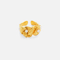 Dazan New HOT Winter INS Trendy 18k PVD Gold Plated Stainless Steel Vintage Ruffled Irregular Pearl Ring Elegant Lady Jewelry