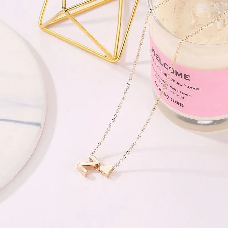 Gold Plated Jewelry  Letter a to Z Necklaces Women Jewelry Heart Shape Necklace Choker Necklace