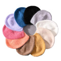 Women's High Designer Winter Warm Hats New Fashion Real Rabbit Fur Knitted Skull Caps Angola Wool Ribbed Knit Cuffed Beanies