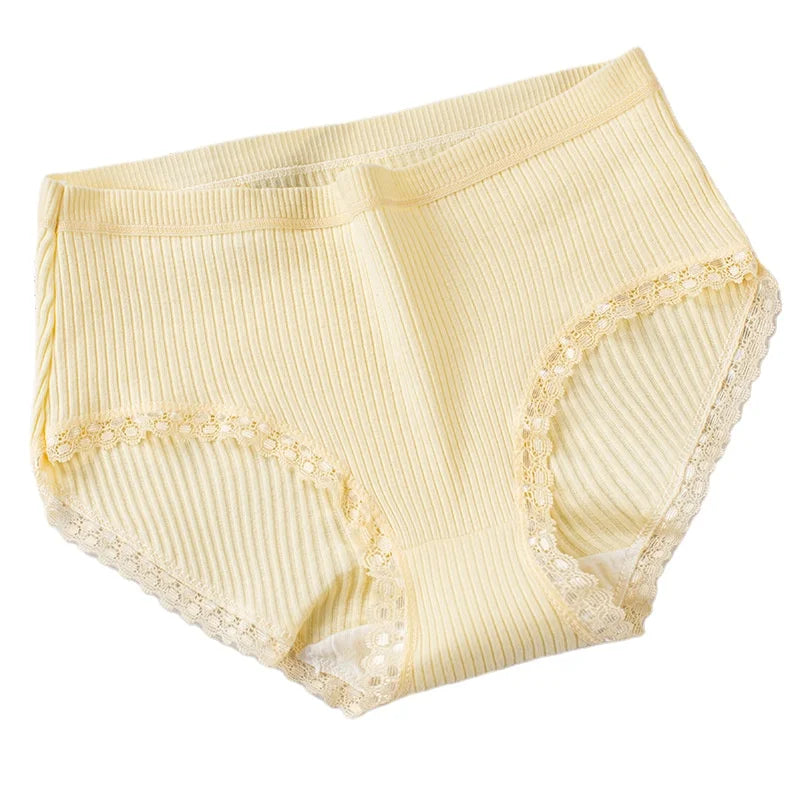 Plus Size Screw Thread Soft Women's Panties Womens Sexy Underwear Lace Side High Waist Womens Panties