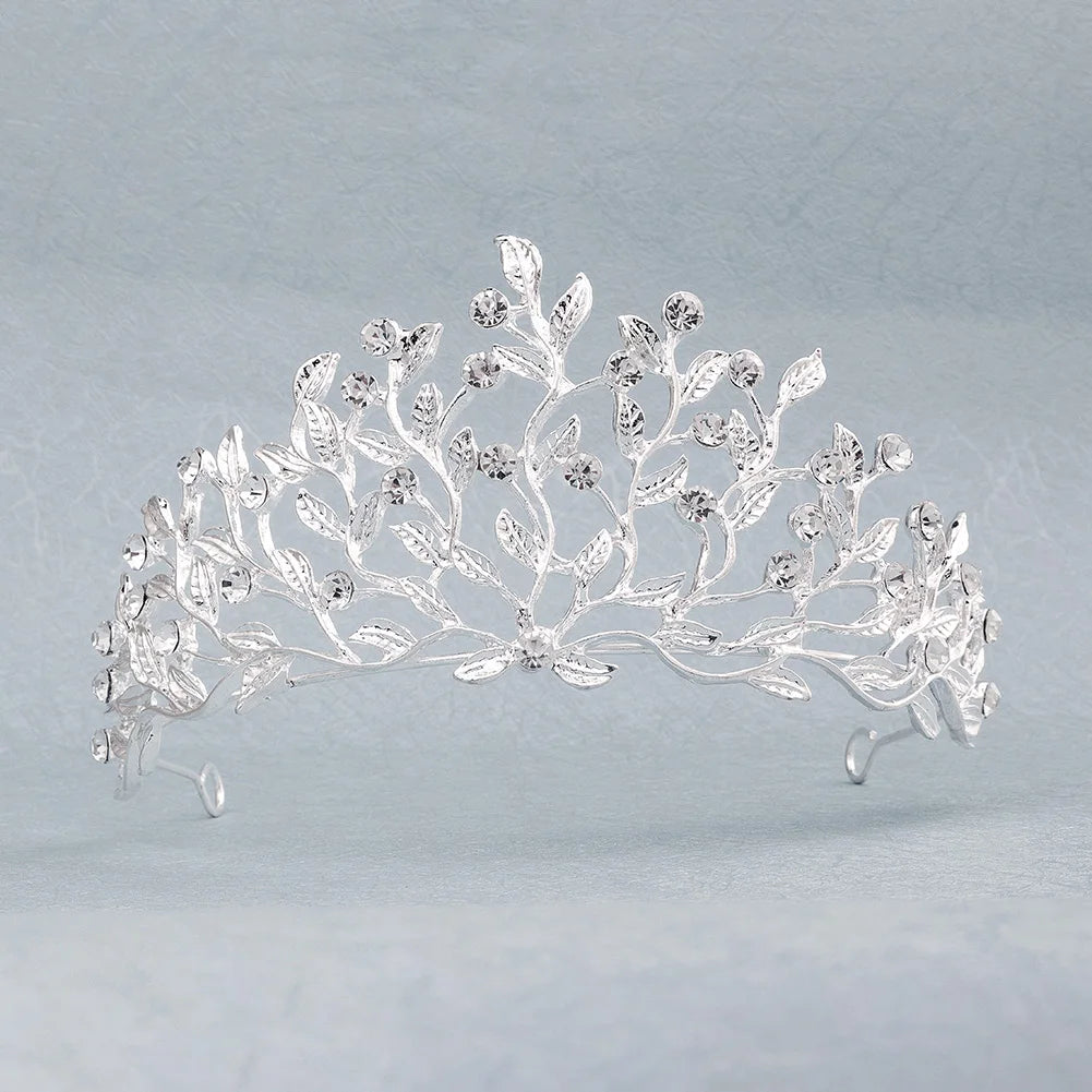 New Bridal Orchid Diamond Crown Headdress Luxury European White Wedding Dress Accessories Adult Ceremony Beauty Pageant Crown