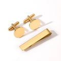 Custom Logo 15mm Stainless Steel Tie Clip and Cuff Links Set Men's Business Shiny Accessories for Wedding and Engagement