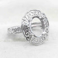 Sterling Silver 8*11mm Semi Mount Ring Frame Empty Blank Support Setting S925 Base Holder Without Center Stone for DIY Inlay