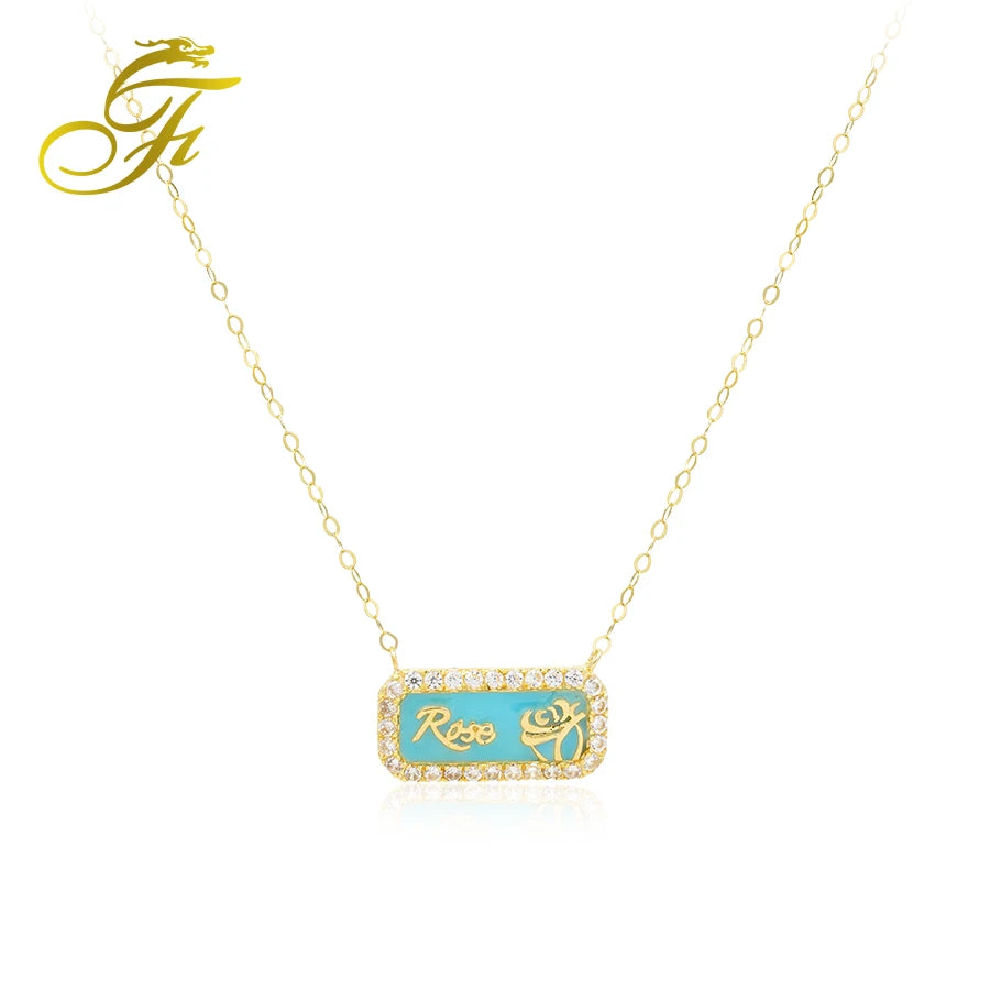 Fine Jewelry 18k Solid Yellow Gold Necklace Simple Design Female Choker Link Chain Jewelry