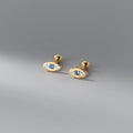 Fashion Simple Blue Zircon Screw Beads Evil Perforated Earrings Women's Jewelry 925 Sterling Silver Devil's Eye Stud Earrings