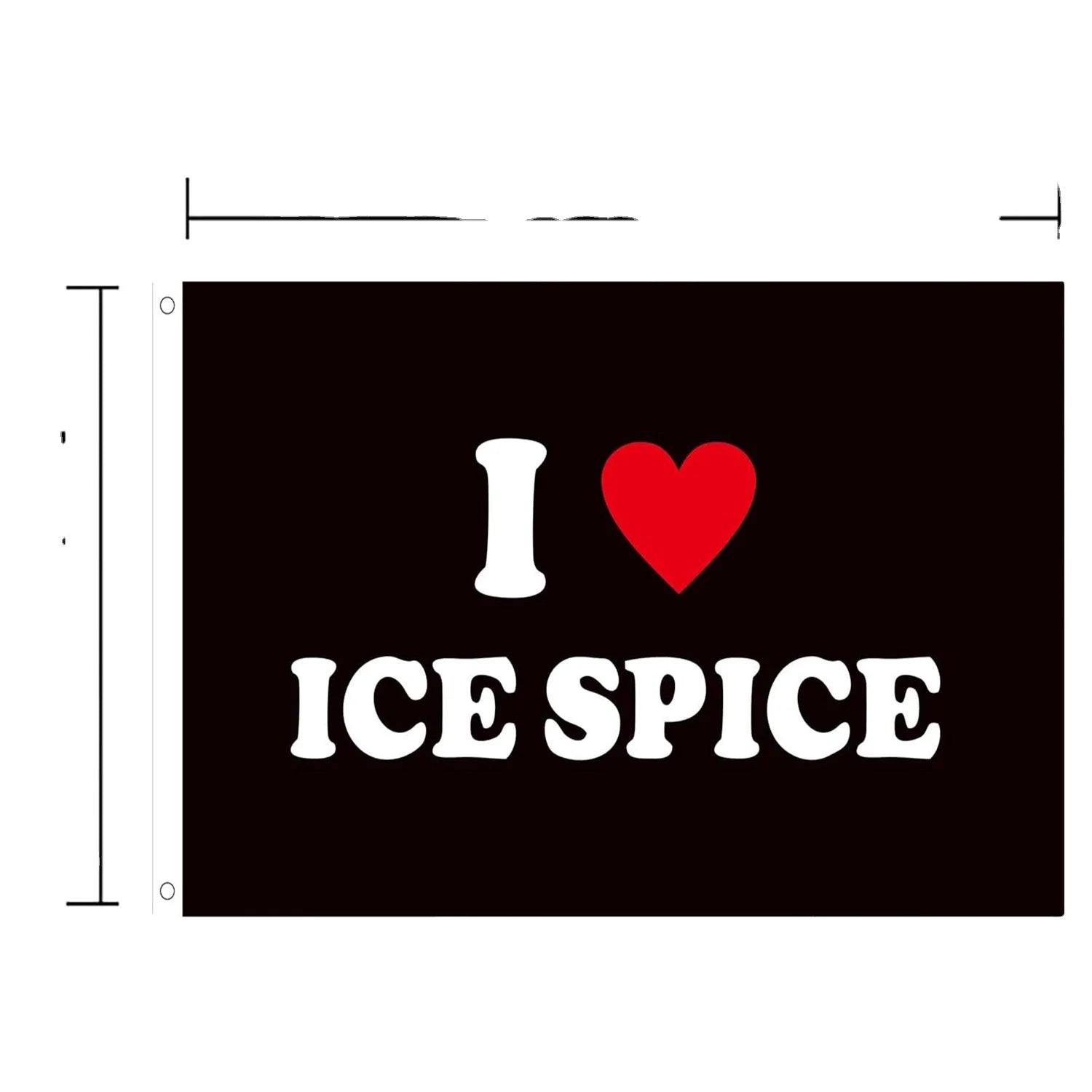 Custom 3x5 Ft Outdoor Indoor I Love Ice Spice Rapper Flag Vivid Color Fade Proof Decorations for Bedroom Living Room Dorm Flags