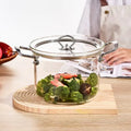 Glass Saucepan With Lid Heat-Resistant Borosilicate Glass Handmade Cooking Pot Cookware Set Stovetop Pot
