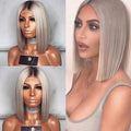 Hot Selling Wigs Short Hair High Temperature Black Gray Mixed Color Lace Front Wig Synthetic Hair Virgin Hair Kinky Straight Wig