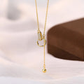 Dainty 925 Sterling Silver Round Circle Pendant Women Fashion Double Circle Pendant Long Chain Necklace