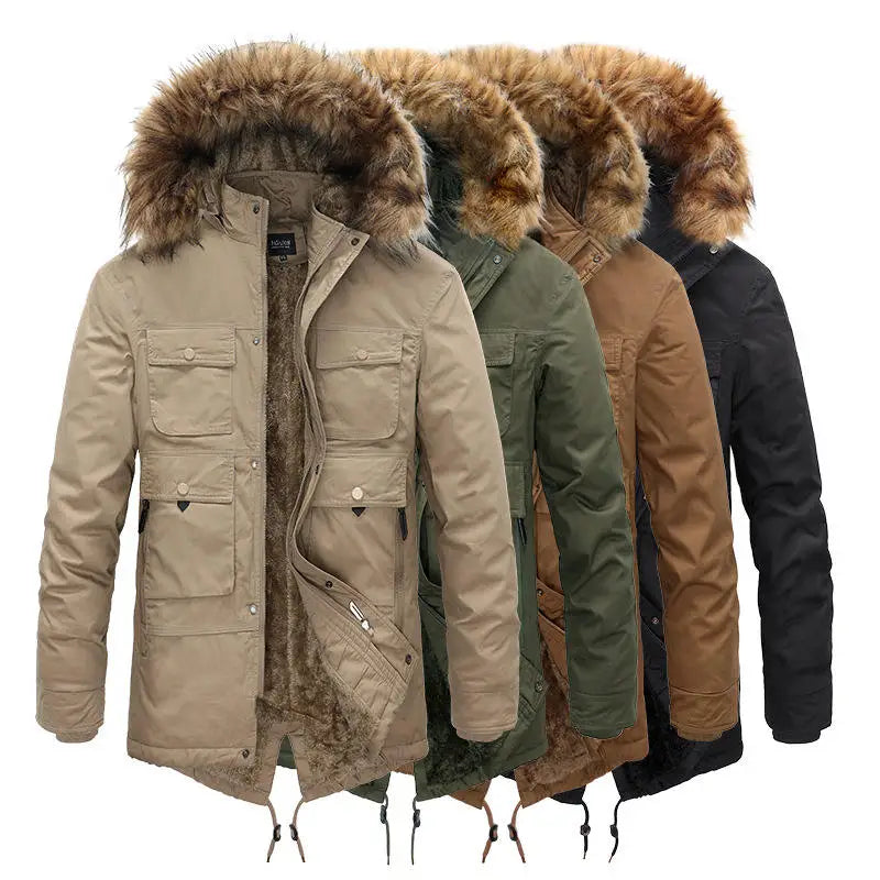 Hot Sale Men Clothes Heavyweight Fleece Jackets Outwear Thicken Coat Parka Custom Men's Hooded Jacket
