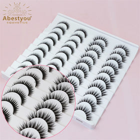 Abestyou 20 Pairs 3d Faux Mink Short Individual Lashes Wholesale Bulk Fake Full Strip Fluffy Short Natural Thin Fake Eyelashes