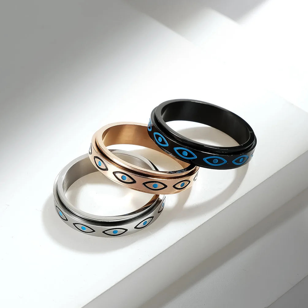 Hot Selling New Design Titanium Stainless Steel Horus Eye Rotatable Stainless Steel Ring Men Women JZ611