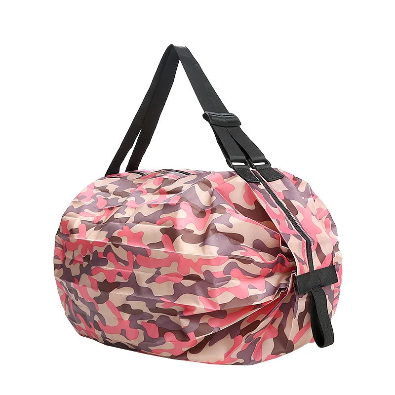 Portable Foldable Supermarket Shopping Bag Large Capacity Nylon Fabric Pocket Shopper Bag