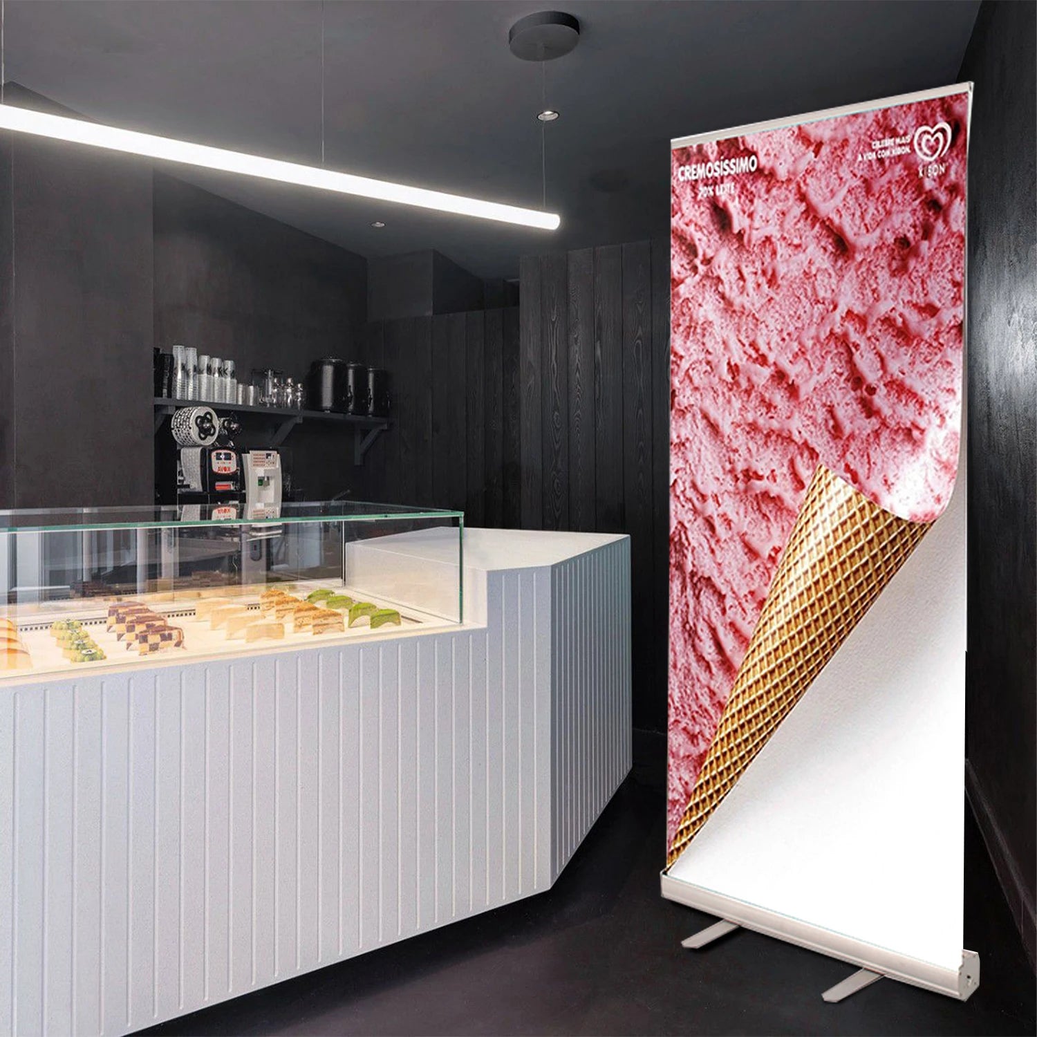TE-1A-2S High Quality Luxurious Aluminum Silver Retractable Roll Banner Stand with Customized Logo for Advertising Displays