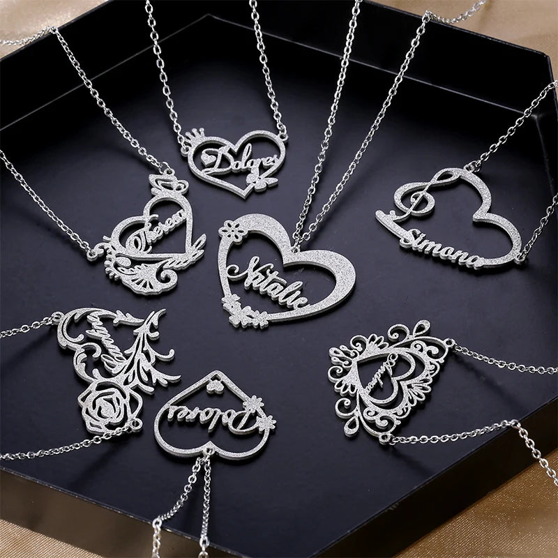 Stainless Steel Classic 18K Gold Plated Custom Name Plates Pendant Necklace Claw Setting Link Chain for Women's Party Occasions