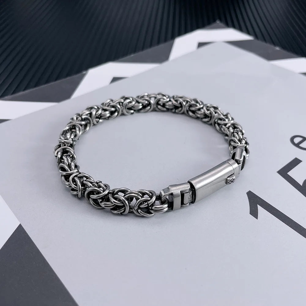 Hip Hop 12mm Stainless Steel Box Clasp for Bracelet Bali Byzantine Chain Hand Bangles with Box for Men for Parties