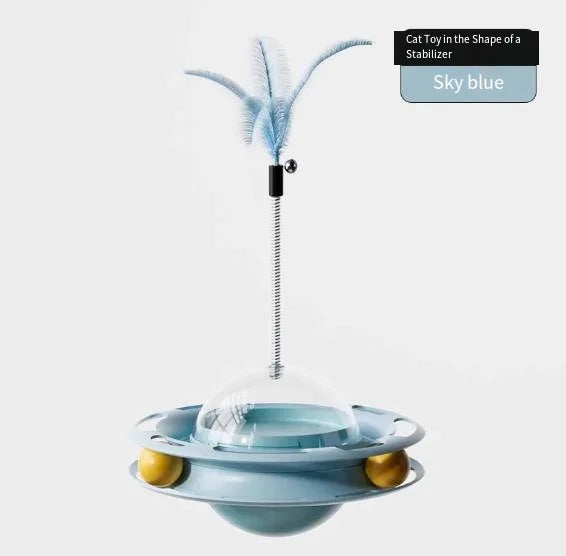 USMILEPET Cat Teaser Stick Feather Self-Entertaining at Teaser Wand with a Wobbler and Spinning Disc for Pet Kitten