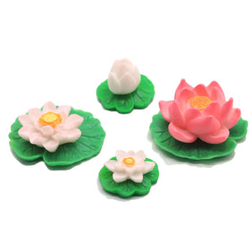Miniature Water Lily Resin 3D Models Kawaii Simulation Flower Flatback for Jewelry Doll House Slime Accessories