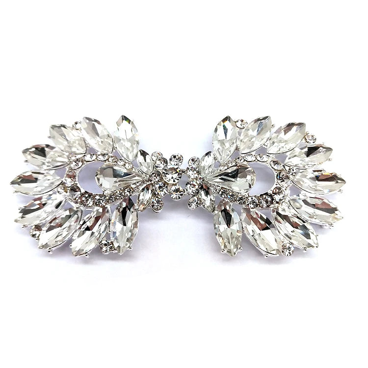 Wholesale Fashion Silver Metal Alloy Sewing on Bridal Belt Crystal Glass Rhinestone Buckle for Wedding Dress Jewelry Decoration
