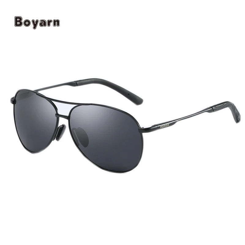Boyarn Wholesale Custom Unisex Polarized Silver/S Black Full Rim Round Sunglasses with % UV Protection