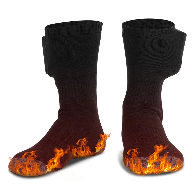 Custom logo Heated Socks Battery Powered Snow Dear Winter Heated Socks With Pockets for Toe Warmers