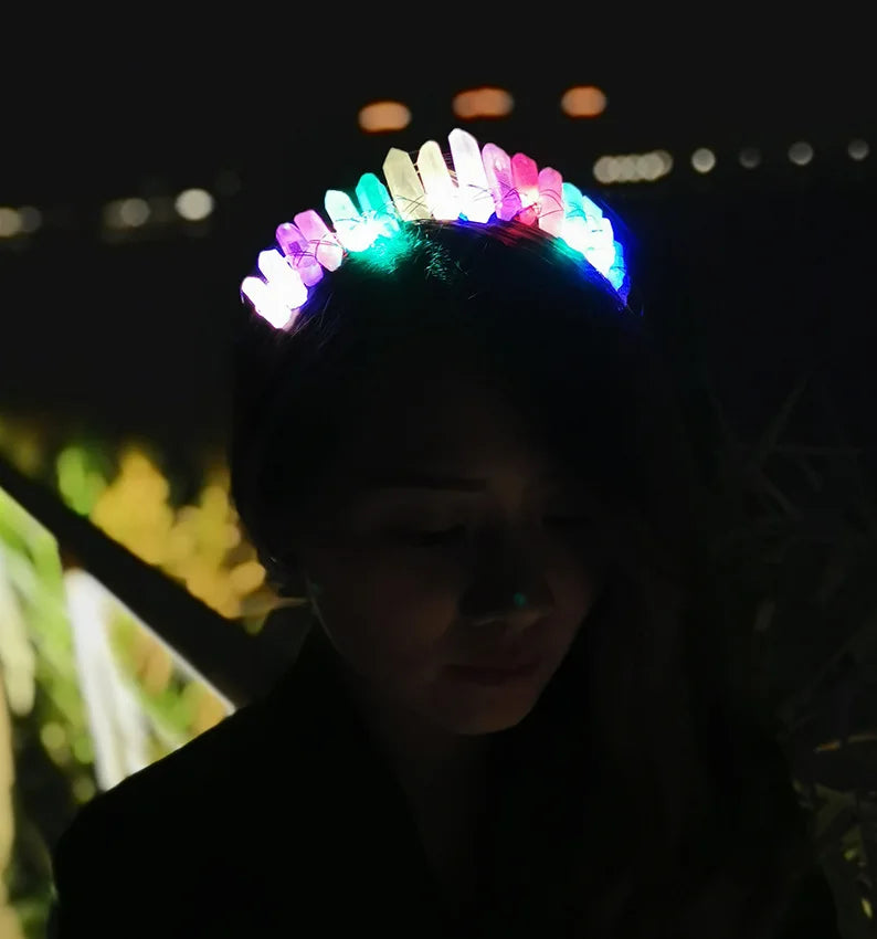 Diy Factory Price Dedicated LED Luminous Natural Crystal Headband Hair Accessories Cosplay Hair Accessories
