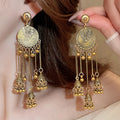 2025 New Arrival Fashion Jewelry Indian Vintage Ethnic Round Tassel Silver Earrings Retro Antique Gold Chandelier Earrings