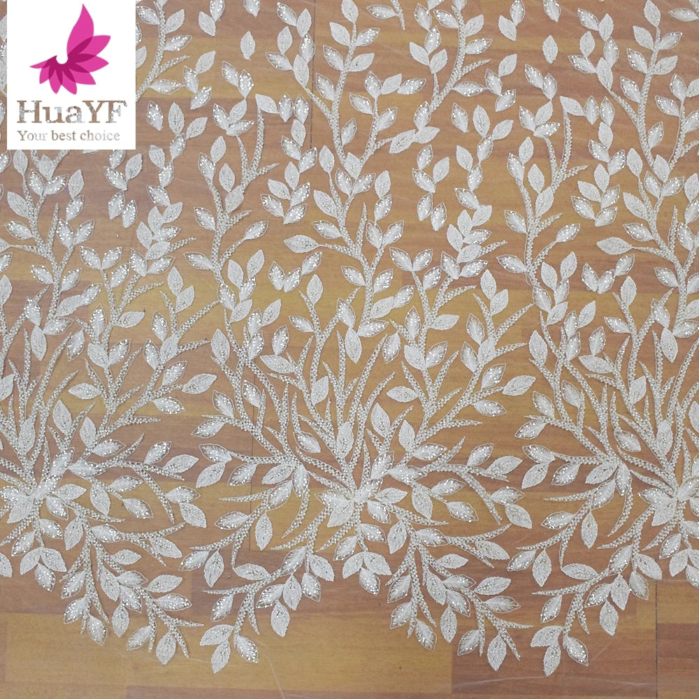 HY1154-2 French Bridal Lace Fabric Fancy Tulle Lace Net Embroidery Fabric for Wedding Dress Lace