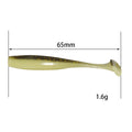 Fishing Lure Manufacturer 65mm 1.6g 10pcs a Bag T Tail Soft Fishing Lures Double Color Paddle Tail Soft Lure