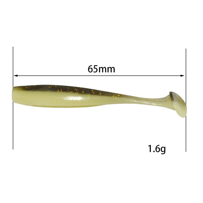 Fishing Lure Manufacturer 65mm 1.6g 10pcs a Bag T Tail Soft Fishing Lures Double Color Paddle Tail Soft Lure
