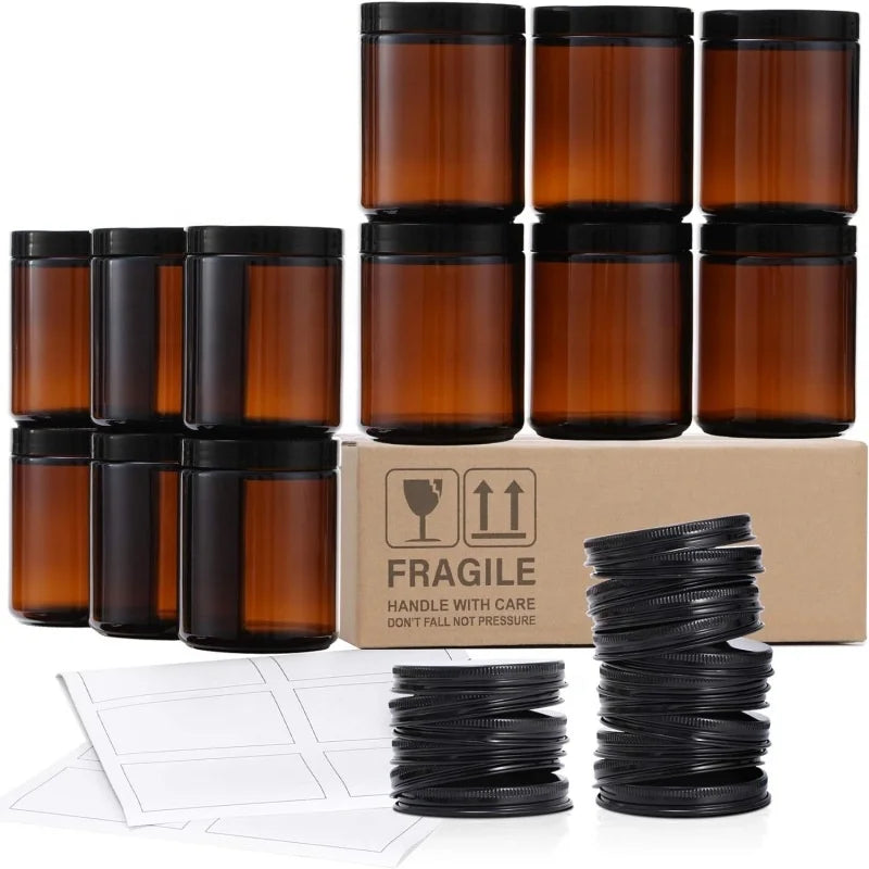 Wholesale 8oz 250ml Amber Glass Candle Jar Candlestick Holder for Christmas Year-Round Use for Candle Making