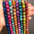 Wholesale Natural Stone 6/8/10mm Multi Colors Sea Sediment Jaspers America Turquoise Stone Beads for Jewelry Making
