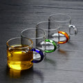 Wholesale High Spray Silicon Glass Teacup Multicolor Handle Flower Teacup Set