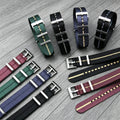 Yunse 100% Nylon Watch Strap Heavy Duty Brushed Seatbelt Nylon Strap 18mm 20mm 22mm Debossed Nylon Striped Watch Strap