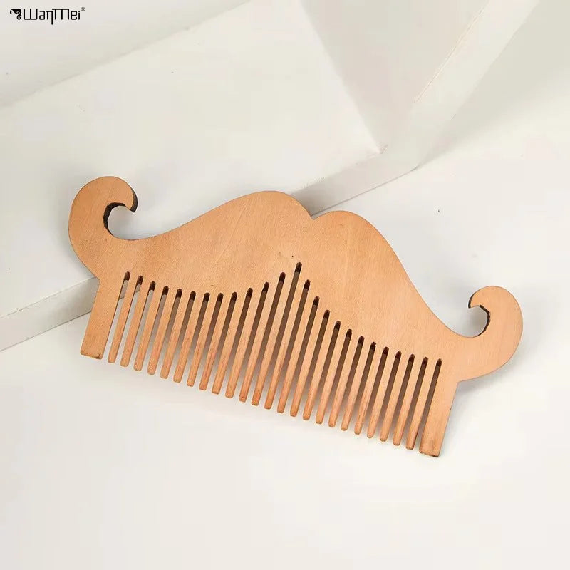 Wanmei Salon Men Styling Natural Anti Static Beard Growth Kit Common Comb Small  Wooden Beard Comb Wood Custom logo