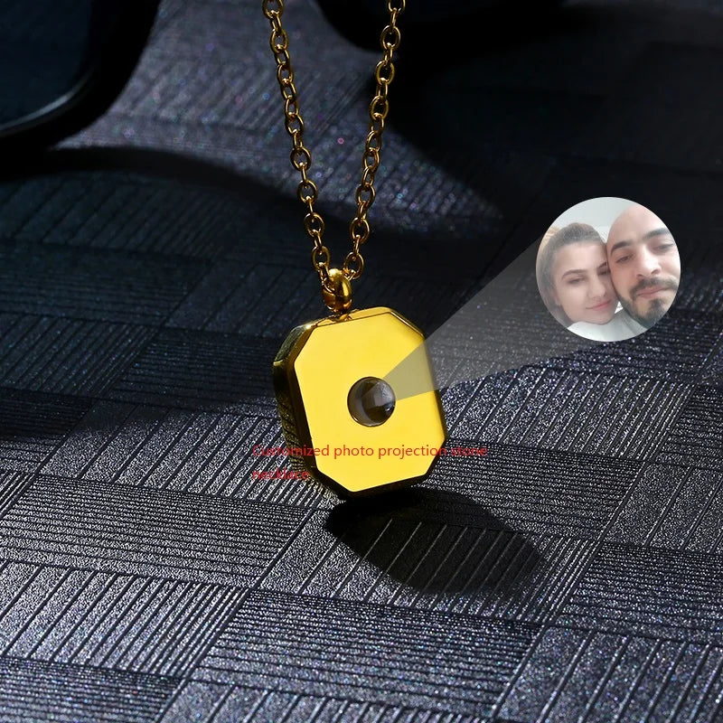 Fine Jewelry Rectangle Shape Custom Photo Projection Necklace Women Photo Necklace